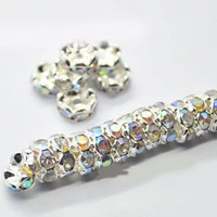 100pcs 6mm silver rondelle ab crystal rhinestone beads for jewelry making diy spacer beads charm bracelet necklace findings