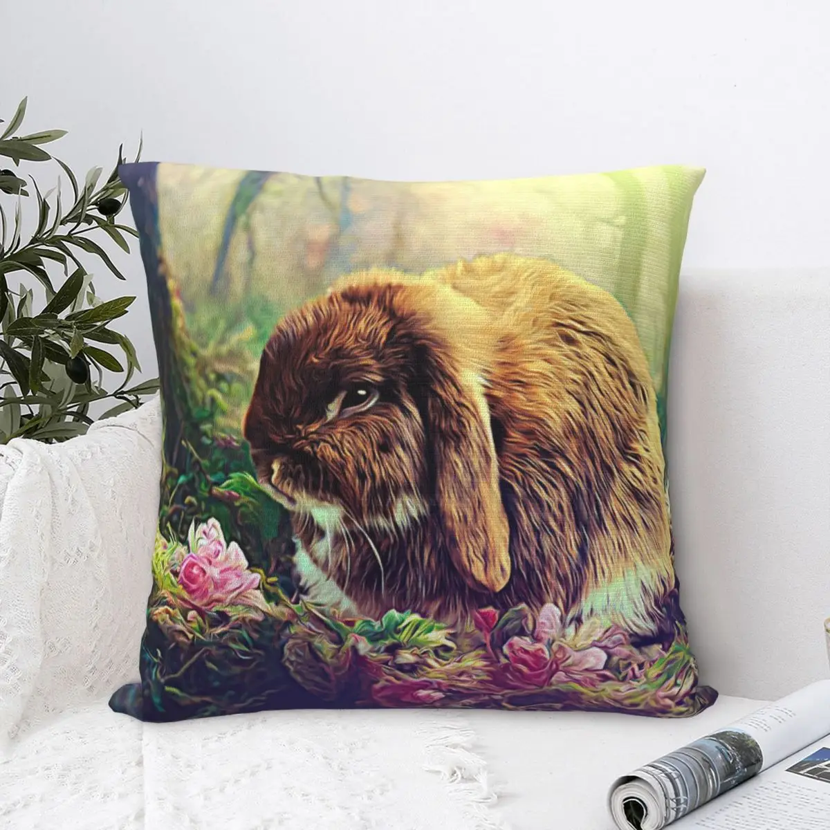 Кролик в глазури подушка чехол мягкая большого размера декоративная