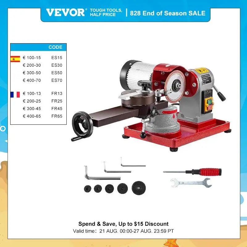 VEVOR 370W Circular Saw Blade Grinder Sharpener 5Inch Wheel Rotary Angle Mill Grinding for Carbide Tipped Saw Wood-Based Panel