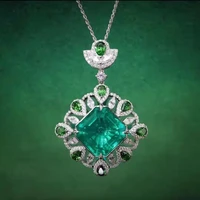 foydjew luxury designer jewelry sets womens simulation emerald full zircon rings green stone pendant necklaces earrings set