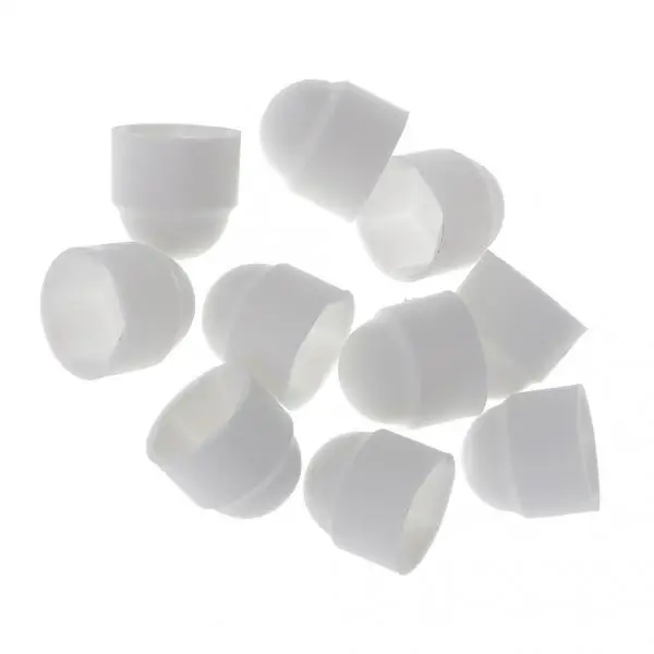 

M6 (6mm) White Domed Plastic Nut / Cover Caps 10MM Spanner Size - PK 50