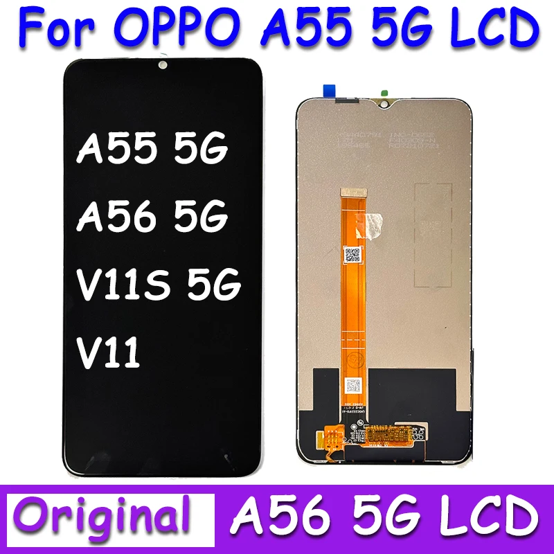 Оригинальный дисплей 6,5 дюйма для Oppo A55 5G/A55s 5G/A56 5G, рамка экрана, сенсорная панель, дигитайзер для Realme V11s 5G LCD V11 5G, дисплей