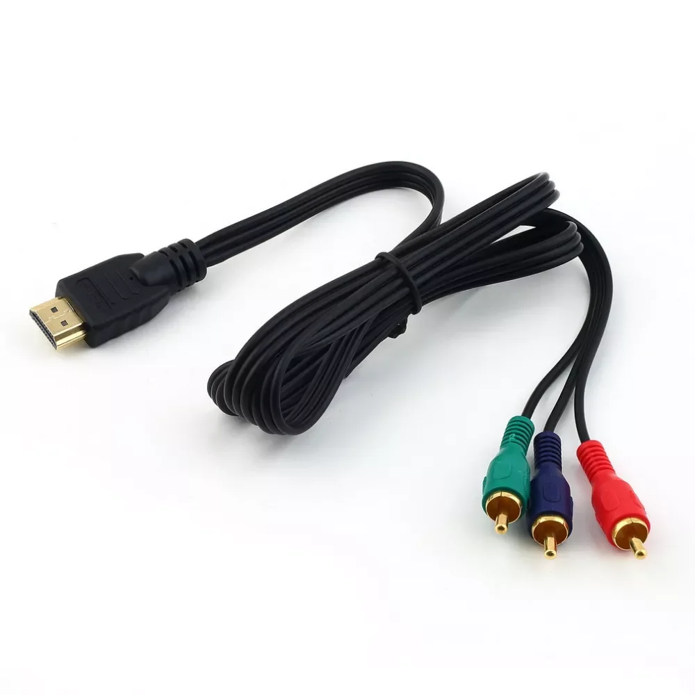 

HDMI-compatible To 3RCA 3-RCA 3 RCA Video Component Connection Cable Convert Hub Cord Line For HDMI-compatibleto3 Gold Connector