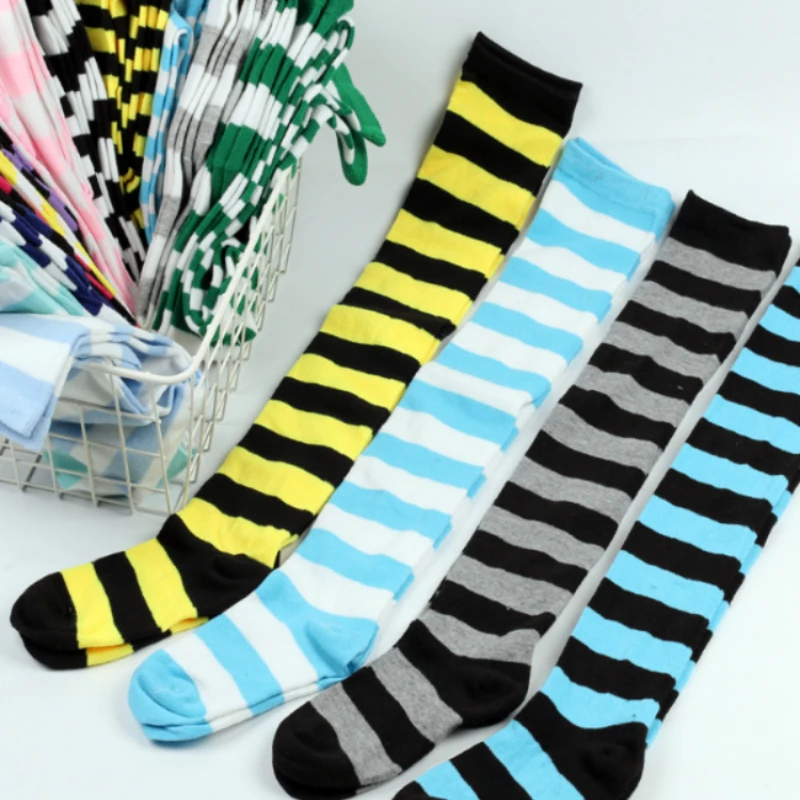 Fashion Cute Women Girls Kawaii Lolita Cotton Long Striped Thigh High Stocking Anime Cosplay Over Knee Socks