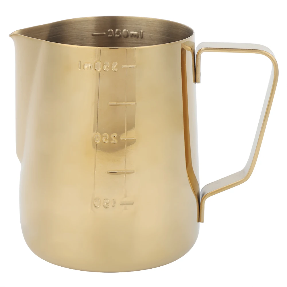 

Stainless Steel Coffee Milk Frothing Cup Pitcher Jug with Scale for Home Coffee Latte ArtGold 350ML