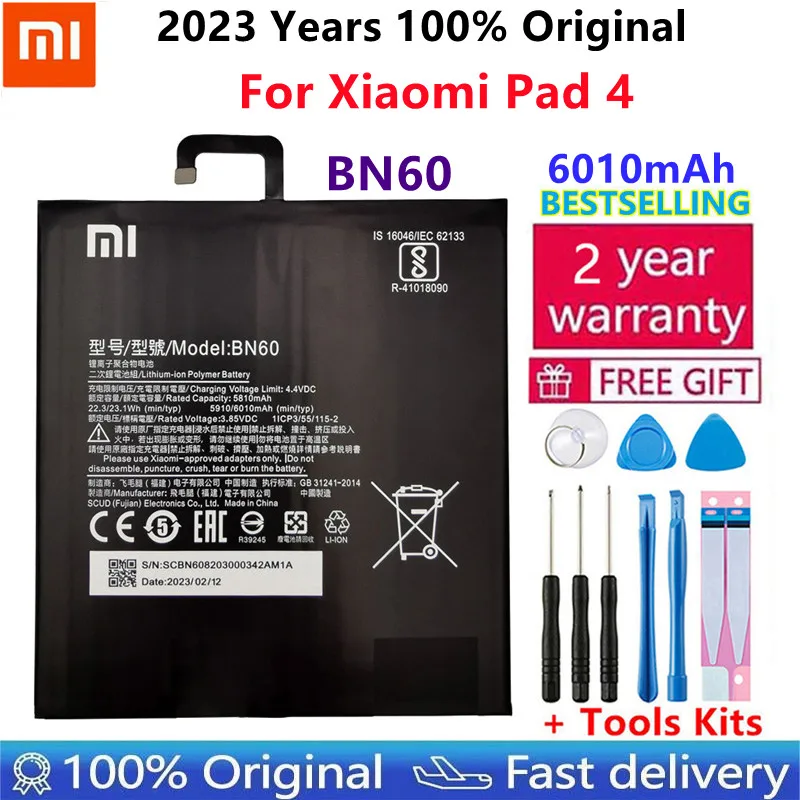 Xiao mi 100% Orginal Tablet Replacement Battery For Xiaomi Pad 1 2 3 4 4 Plus Mipad 1 2 3 4 4Plus High Capacity Batteries+Tools