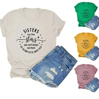 2022 new summer fashion retro round neck short sleeve sistersarelike letter print sisters casual t shirt