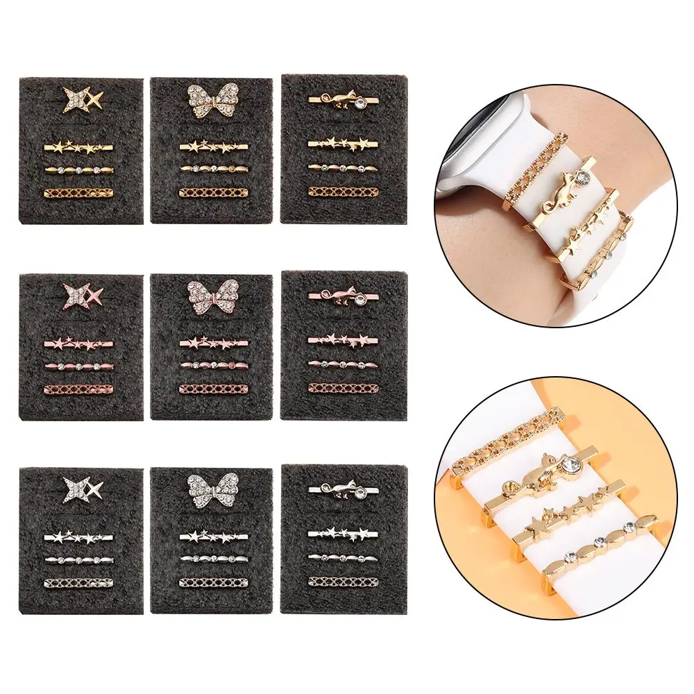 

Алмазные бабочки, металлический ремешок для часов, украшение, подвески, декоративное кольцо-брошь, умный силиконовый ремешок, аксессуары дл...