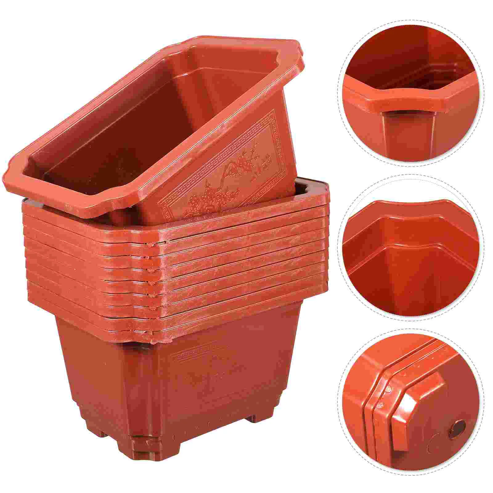 

10pcs Rectangular Convenient Reusable Succulent Pot Bonsai Pot Bonsai Planter Flowerpot