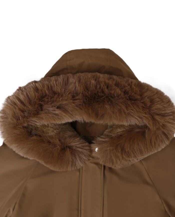 Женское пальто повседневное однотонное с пышной отделкой куртка капюшоном и