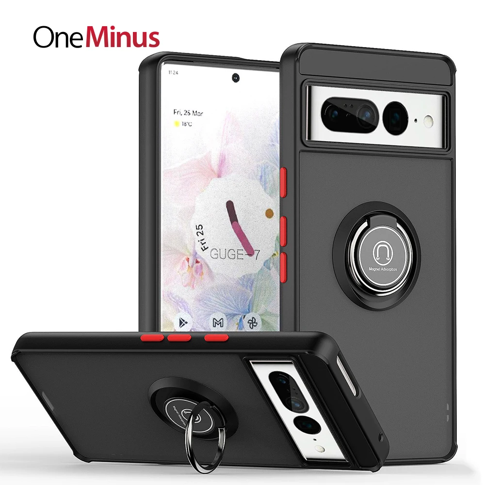 Luxury Google Pixel 7 Pro Case 6 with Ring Holder For Pixel6 Cover Translucent Thin Silicone Frame Bumper Hard Back Skin Fundas