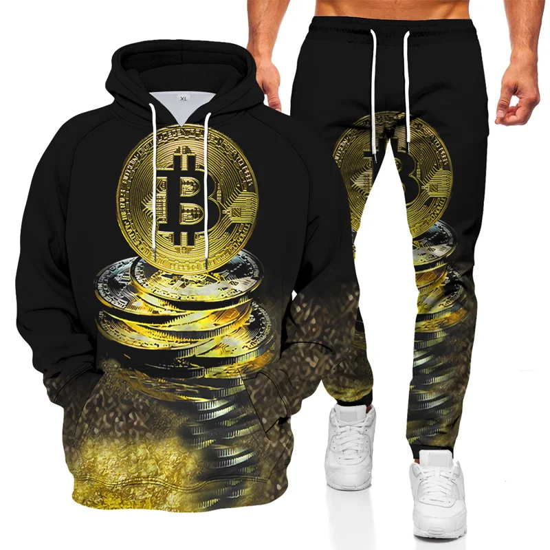

Autumn Fashion Classic Men's Sweater Sports Pants 2 Pieces Casual Sweater Clock Icon Printing Sports Suits Oversized Tracksuits