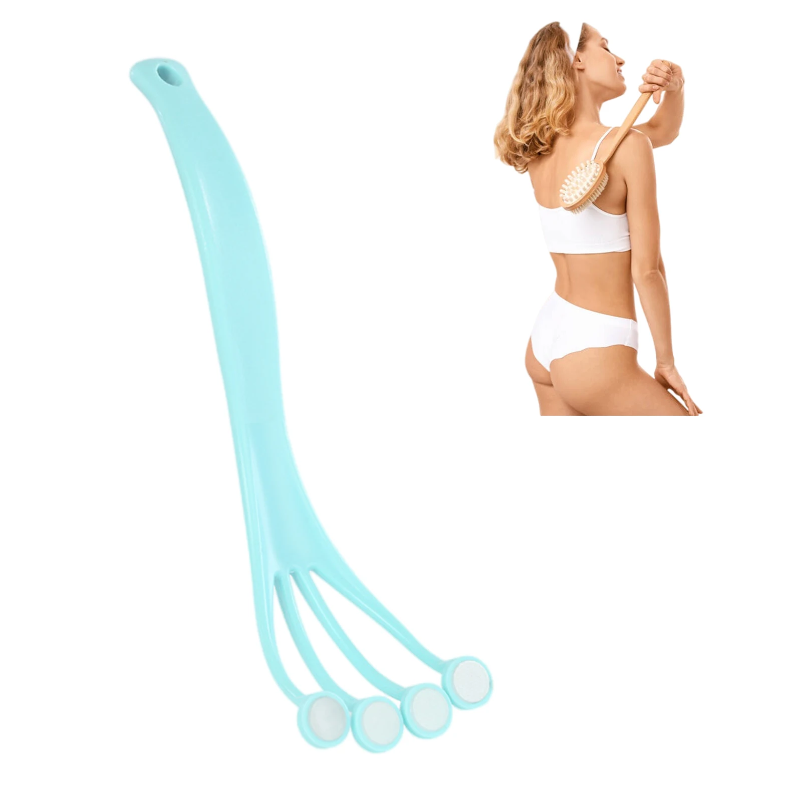 

Силиконовый скребок для тела с длинной ручкой, скребок для ванны с изогнутой длинной ручкой для нежного отшелушивания, артефакт для ванны д...