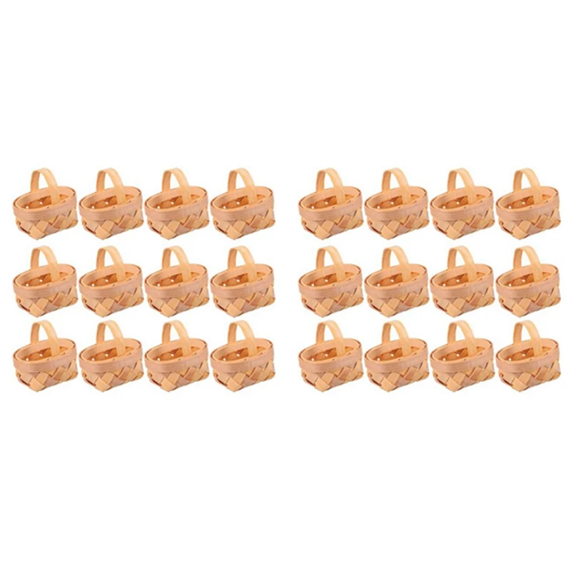 

36Pcs Wood Chip Mini Baskets Manual Woven Baskets Ornaments Candy Storage Box
