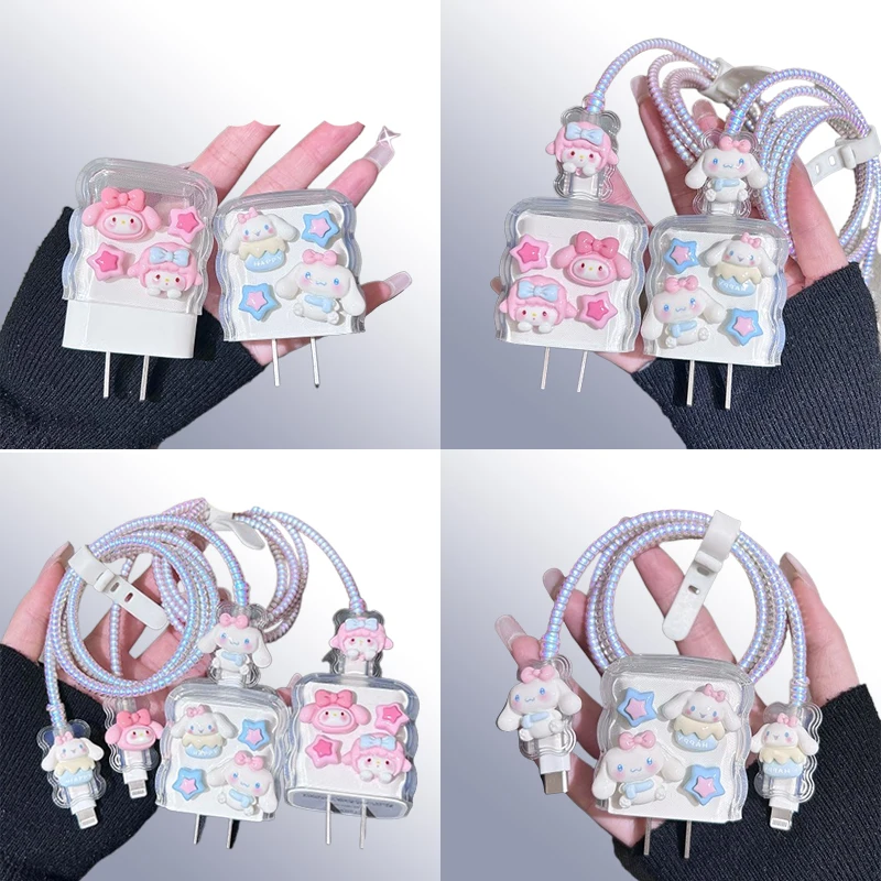 

Sanrios Data Cable Protection Case Iphone 14/13promax Fast Charging Anti-breakage Soft 20w Cartoon Anime Cute Kawaii Anti-dirt