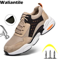 waliantile summer breathable work shoes sneakers men s3 anti smashing steel toe safety shoes indestructible construction shoes