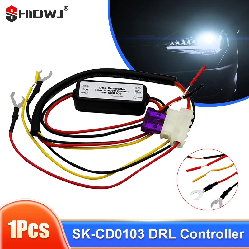 

1Pcs DRL Controller Auto Car LED Daytime Running Light Relay Harness Dimmer On/Off 12-18V Fog Light Controller
