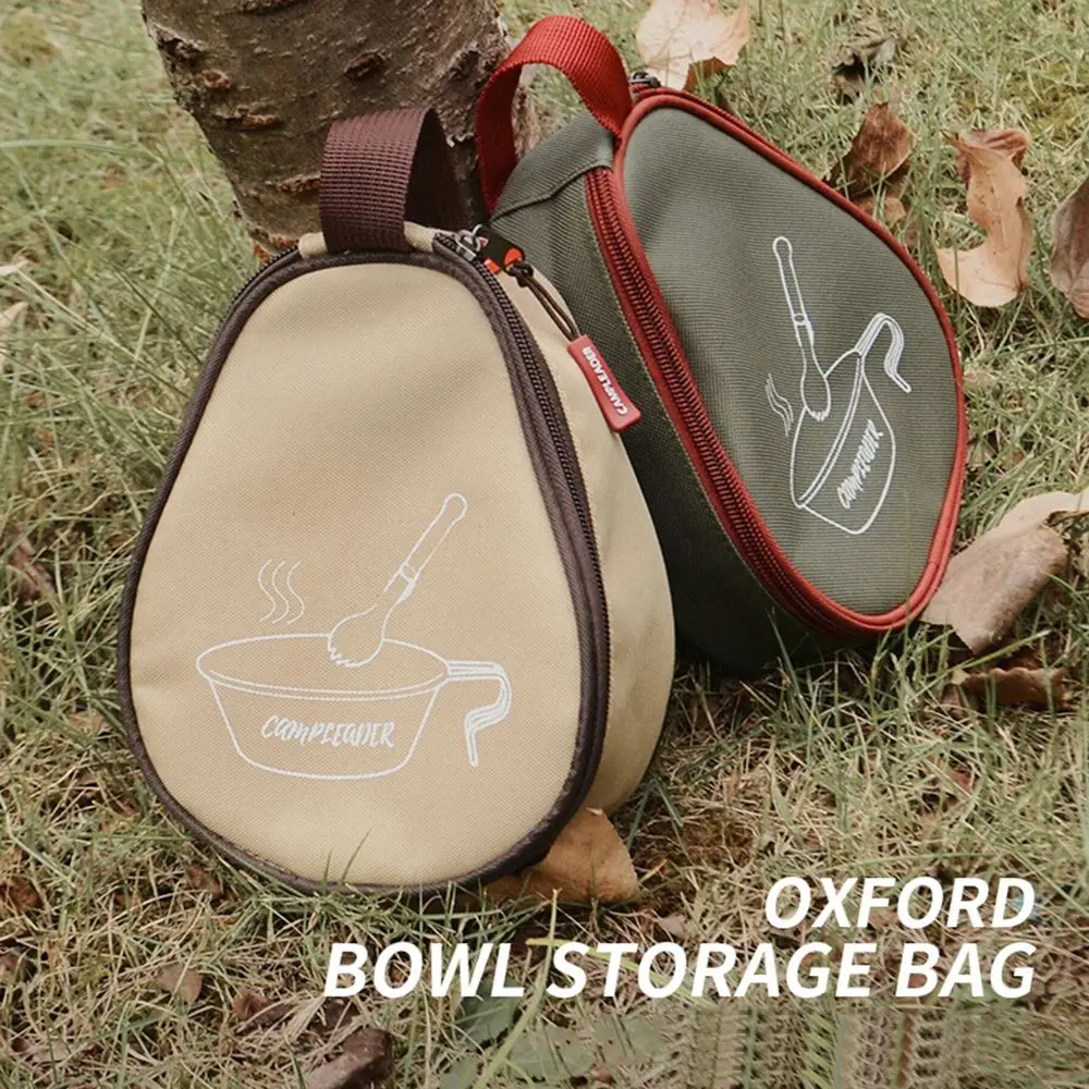 

Outdoor Camping Barbecue Tableware Zipper Storage Bag Portable Handheld Cup Bowl Oxford Cloth Carrier Bags Organizer