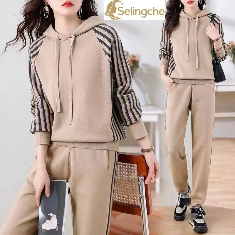 Женский комплект для отдыха и моды весенне-осенний новый стиль свободный топ с