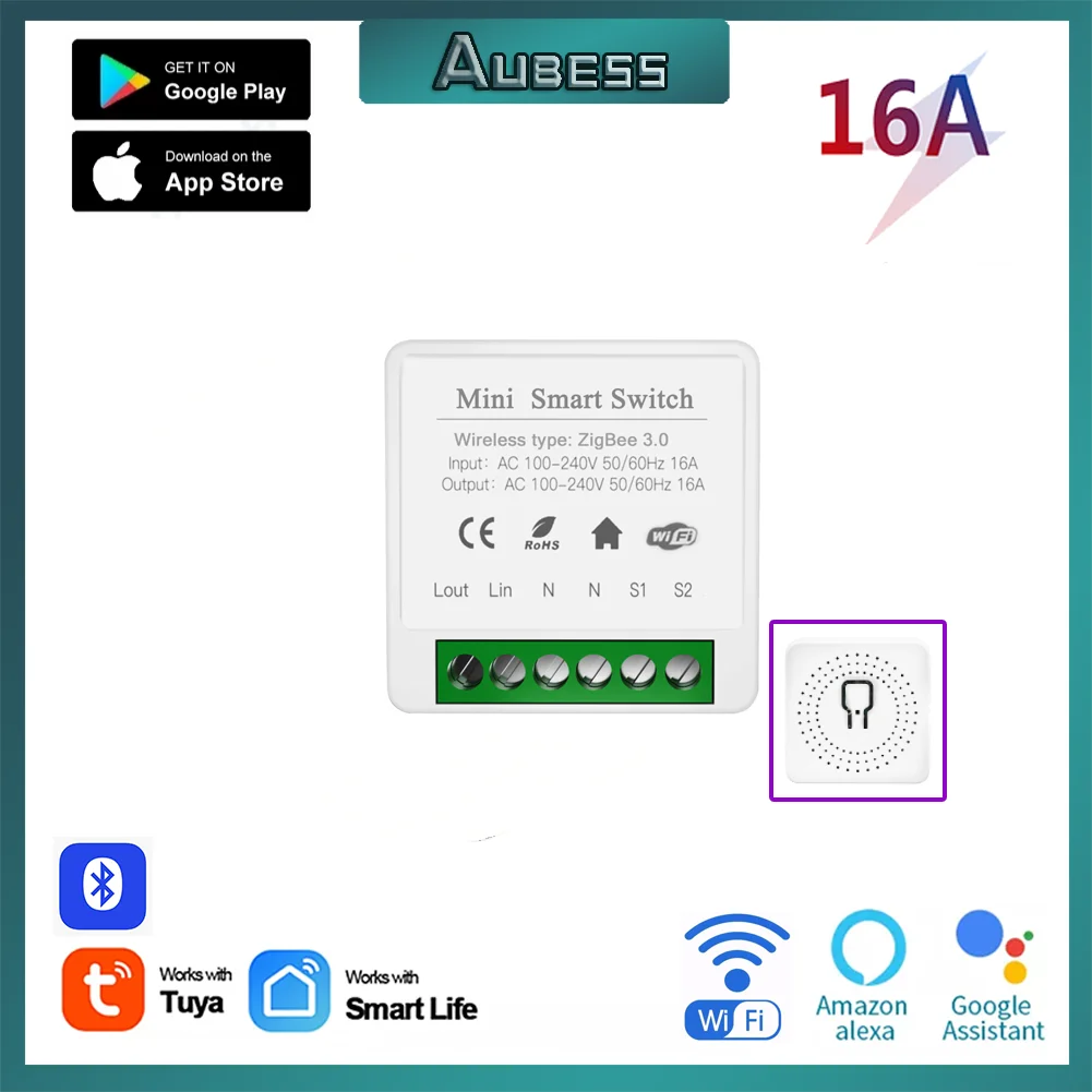 

16A Switches Wifi Mini Smart Switch Timer Module Support Alexa Google Home Voice Control Tuya SmartLife App