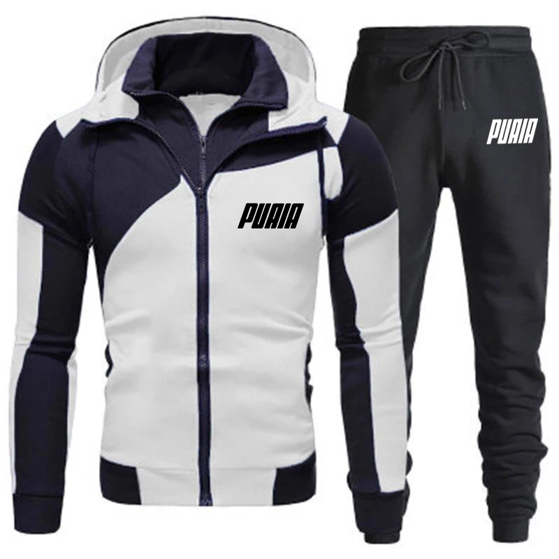 2023 New Men's Zipper Hoodie Solid One Piece Men's Autumn and Winter Hoodie Fashion Casual Sports Two Piece Set