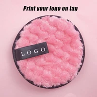 custom logo washable 12cm reusable cosmetic face cotton makeup water powder magic wipes sponge face cleansing remover makeup pad