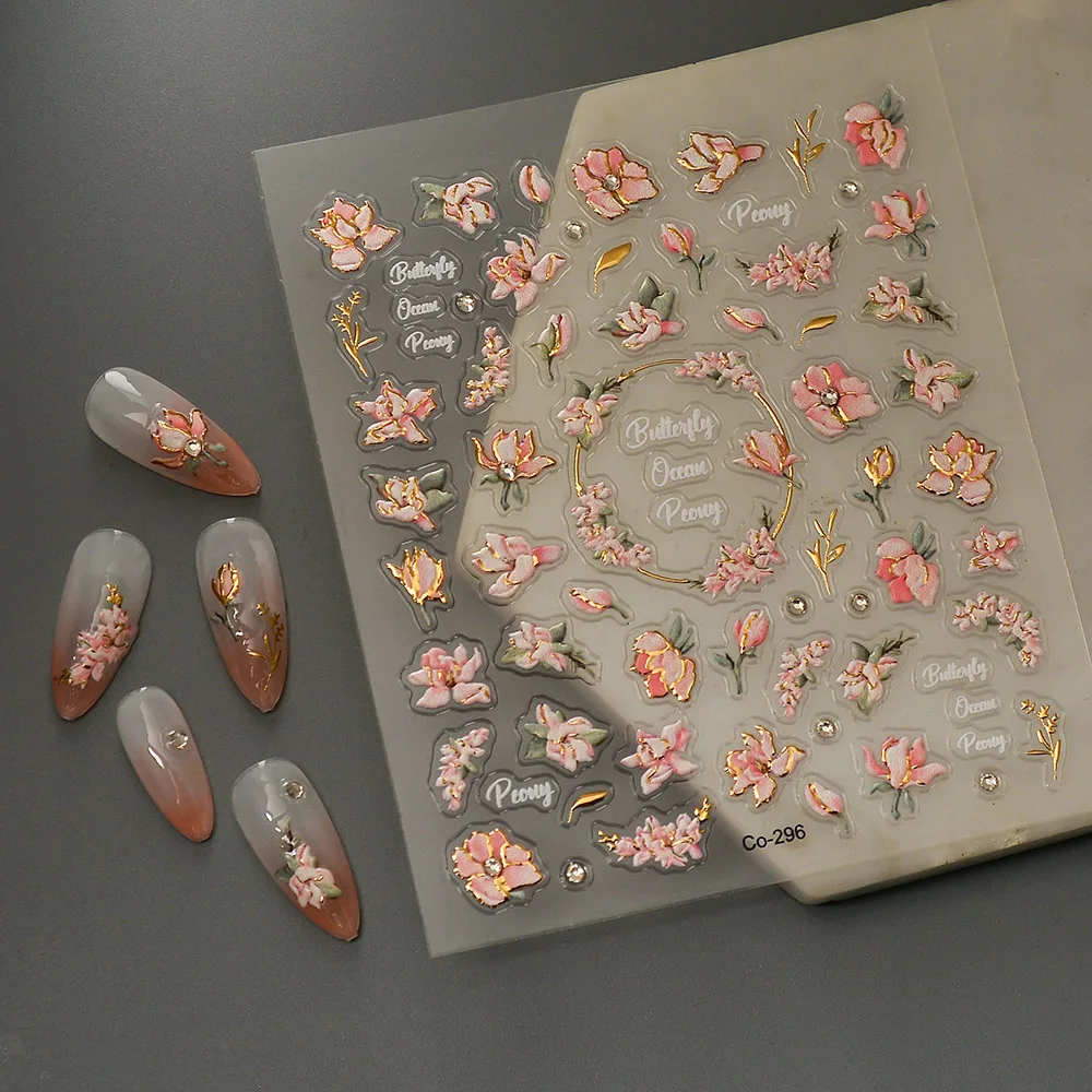 1 лист наклейка для дизайна ногтей с цветком 5D индивидуальный дизайн цветочная