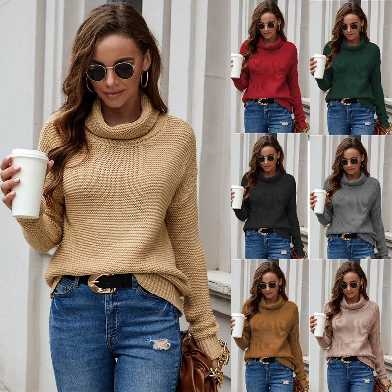 Купи 2022 High Collar Knitwear Autumn and Winter New Women's Pullover Sweater Women за 456 рублей в магазине AliExpress