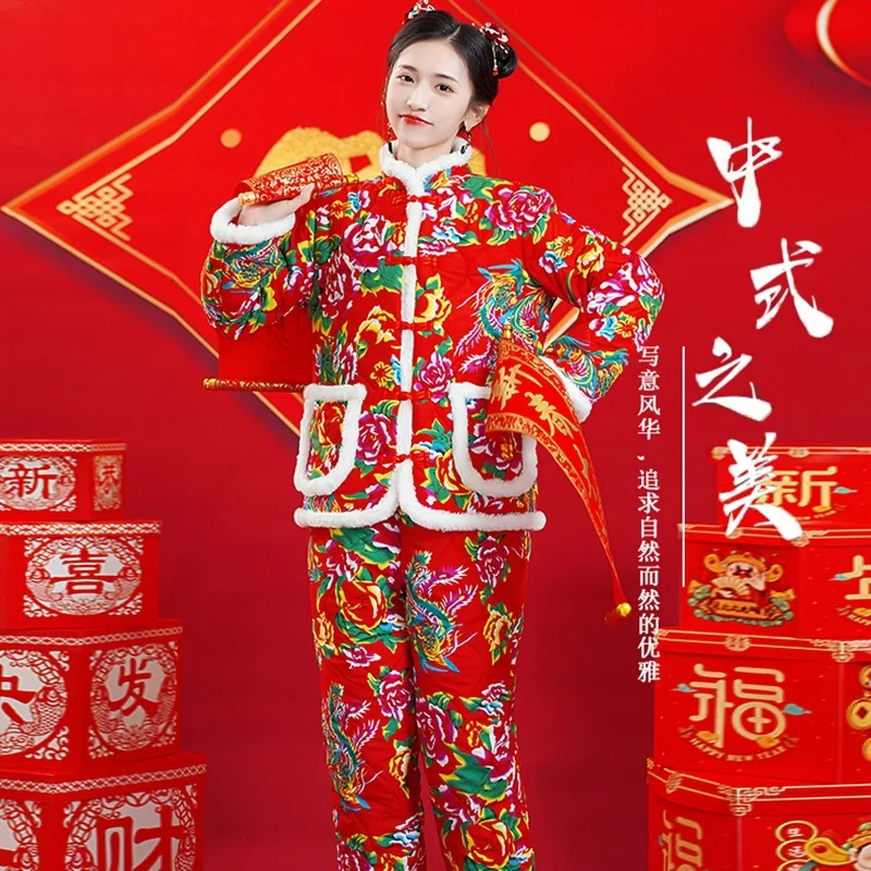 Пальто Северо-восточное с большими цветами хлопковое женская зимняя новая