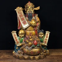 13 tibetan temple collection old bronze painted fortune god of fortune golden boy and girl gather fortune ornament town house