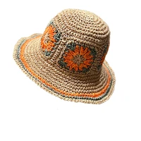 women summer floral straw crochet handmade boho sunflower beach bucket hat sun cap o neill nadie