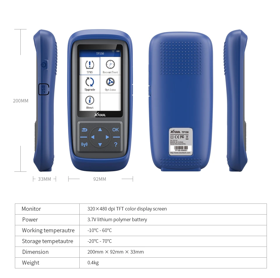 Система контроля давления в шинах XTOOL TP150 OBD2 TPMS диагностический сканер программа