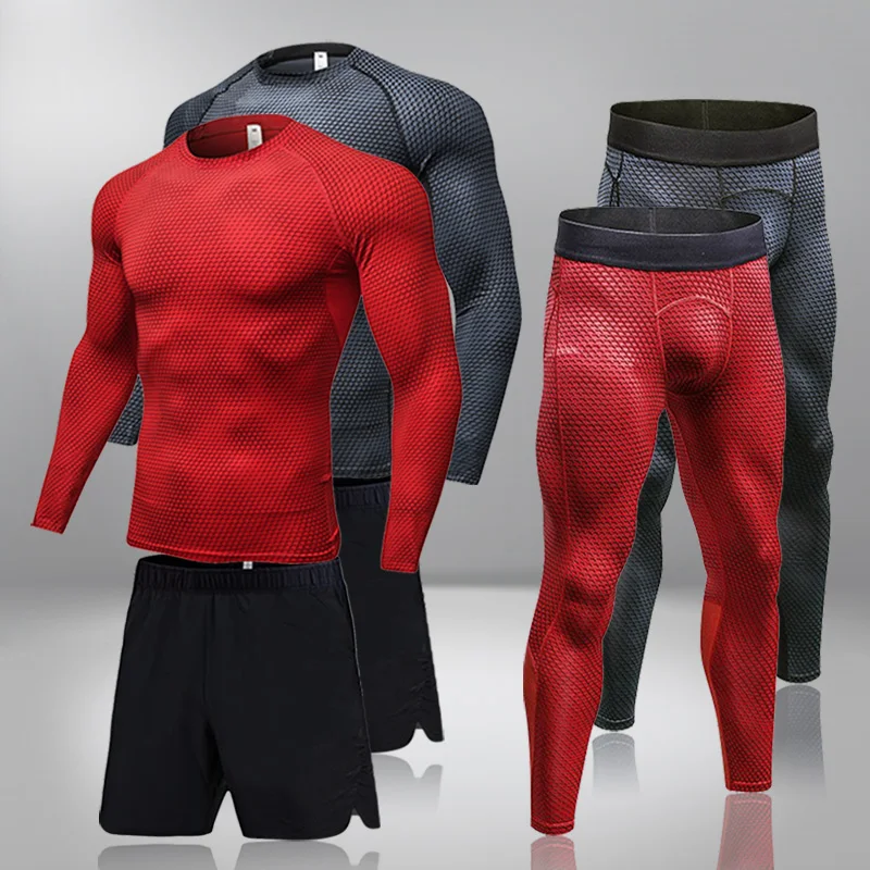 

Gym Men's Running Fitness Sportswear Athletic Physical Training Clothes Sports Suits Workout Jogging Rashguard Men's Kit 3-piece