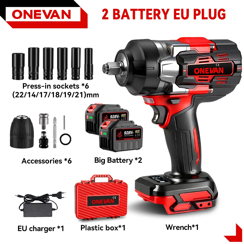 Аккумуляторный ударный гайковерт ONEVAN 2800 Вт для аккумулятора Makita 18 В