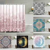 mandala flower geometric moon and sun shower curtains bathroom curtain frabic waterproof polyester bath curtain with 10 hooks