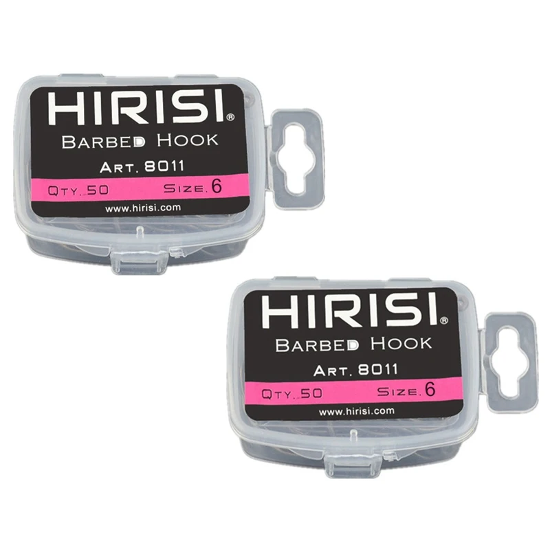 

Hirisi 100 шт. с покрытием из высокоуглеродистой нержавеющей стали, крючки с бородкой для карпа, набор рыболовных крючков с 8011