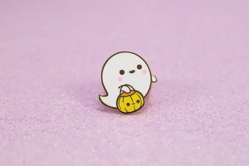 Жесткая эмалированная заколка для Хэллоуина Speckles Ghostie Kawaii (art.: 3920c9daeb429) - 3920c9daeb429