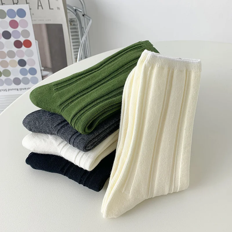 

5 пар носков, мужская хлопковая пара, весна-лето, текстура, однотонный, простая, деловая, средняя, без пятки