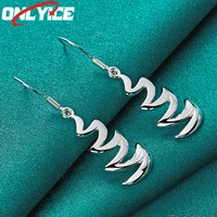 925 sterling silver curved hook stud drop earrings womens fashion glamour christmas party wedding engagement jewelry