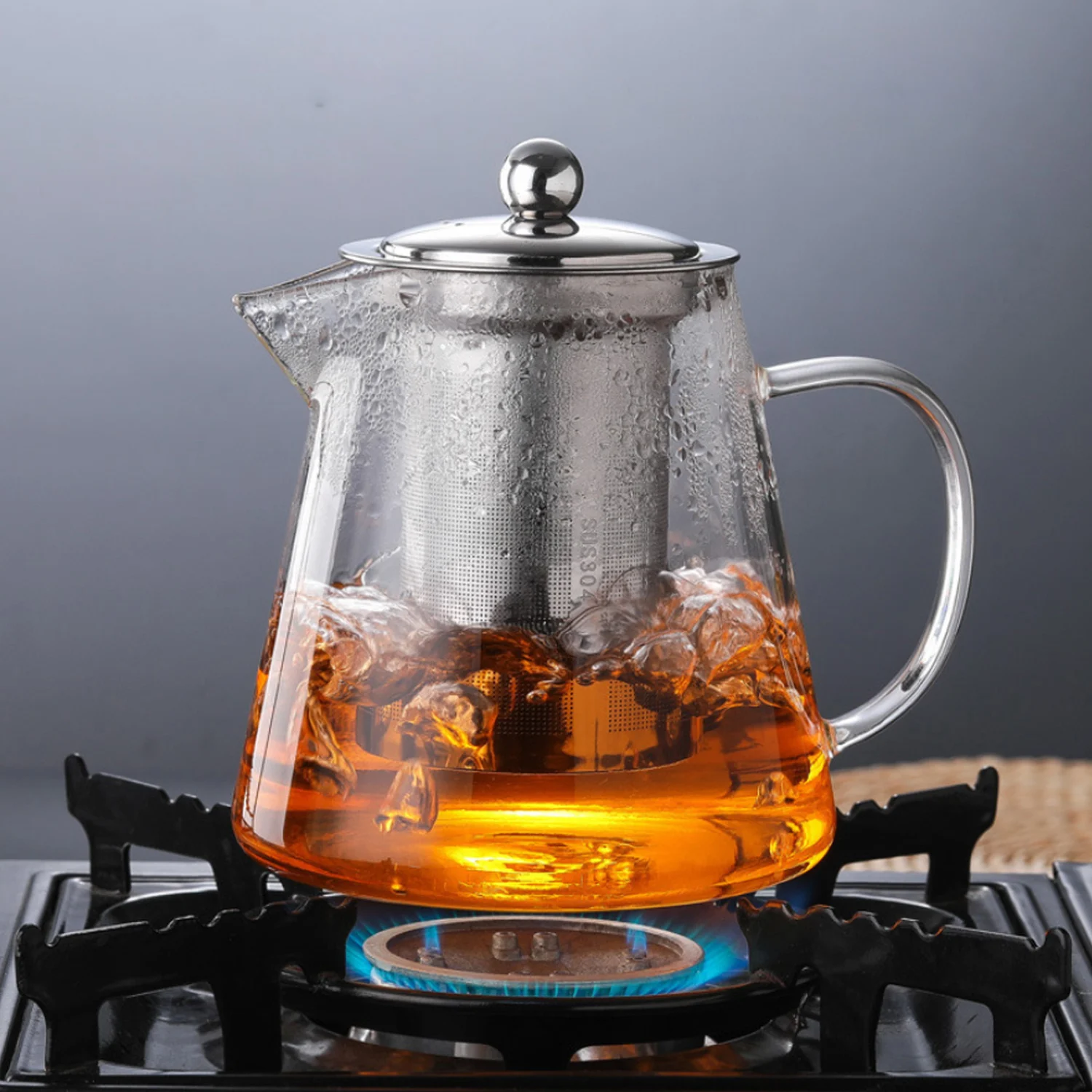 

450ml/550ml/750ml/950ml/1350ml Clear Glass Teapot High Temperature Resistant Loose Leaf Flower Tea Pot Maker Brewer with Straine