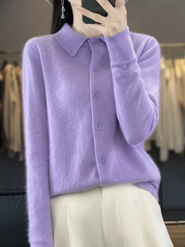 100% норковый кашемировый кардиган Женские свитера Новая осенне-зимняя куртка