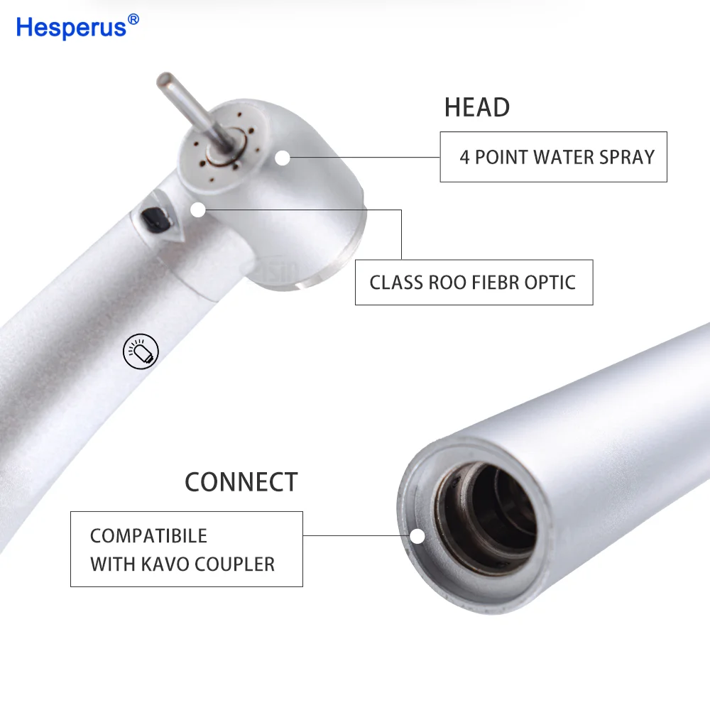 Den tal Torque mini 45-градусный Высокоскоростной оптоволоконный светодиодный турбинный