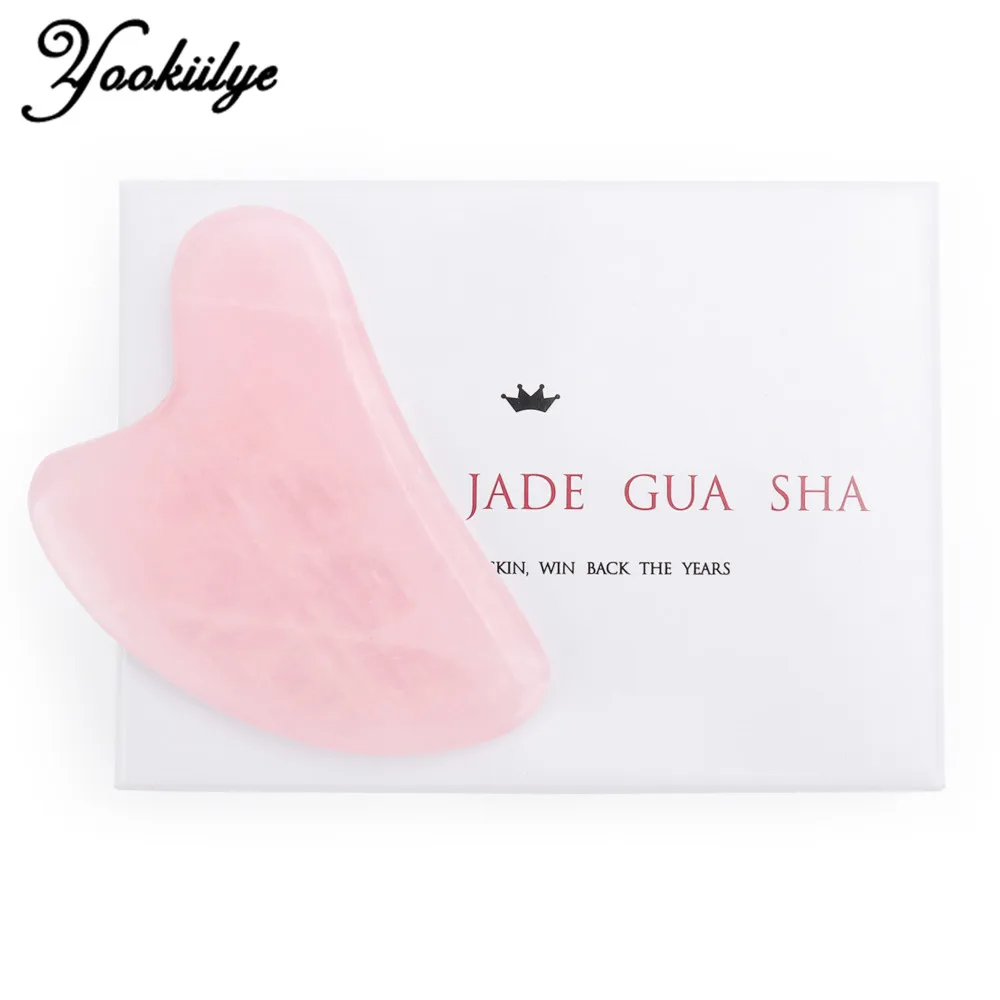 

Розовый кварц нефрит Gua Sha доска с подарочной коробкой натуральный камень скребок для лица шеи спины тела 1 шт. розовый/зеленый/белый массаже...
