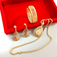 2022 arabic bridal gift french fashion earrings bracelet necklace set middle eastern womens leaf hollow flower drop earrings