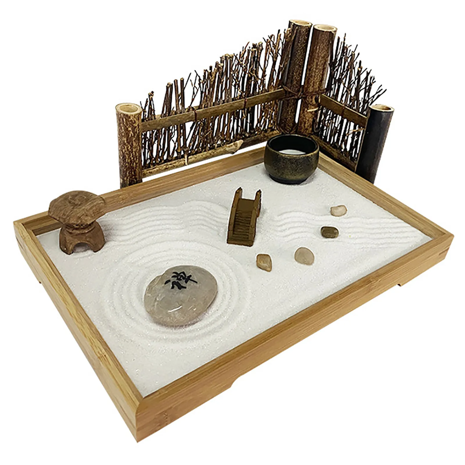 

Коллекция 2022 года, набор Zen Garden для настольного офисного стола, мини-набор Zen Sand Garden для медитации, создание уникального успокаивающего дзен ...