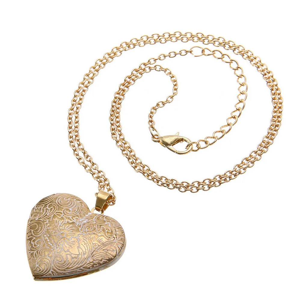 

Locket Necklace Mini For Women Retro Frame Photo Heart-shaped Box Charm Pendants Necklaces & Pendants
