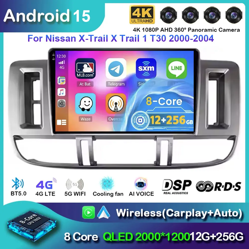Фото Автомобильное радио Android 15 для Nissan X-Trail 2000-2007 с GPS-навигацией 2DIN Stereo BT Carplay Video Player X Trail X - Trail1 T30 №1