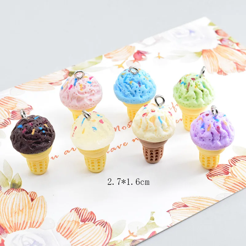 10/14 шт. 3D Мини конус мороженого из смолы шармы Милая еда брелок серьга Подвеска