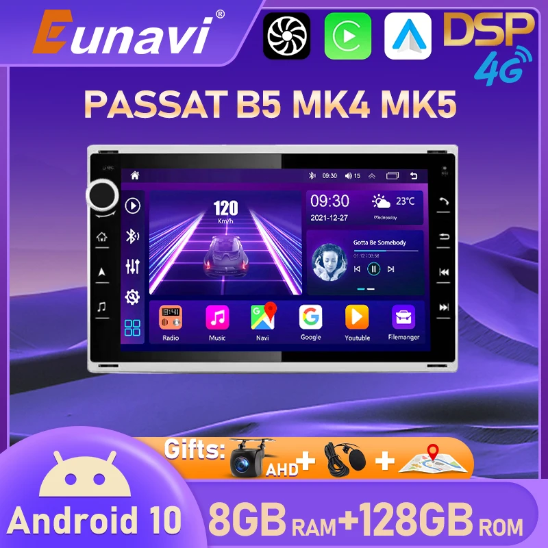 Автомагнитола Eunavi 7 дюймов 2 Din Android 10 для VW PASSAT B5 MK4 MK5 JETTA BORA POLO TRANSPORT T5