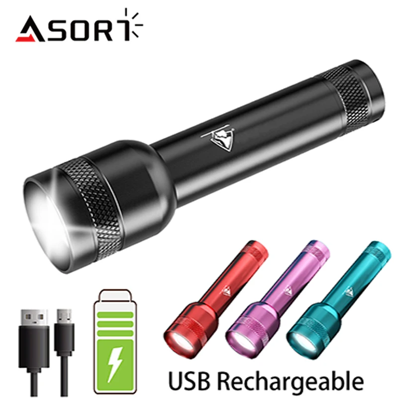 New LED Flashlight Lantern Mini Zoom Torch USB Rechargeable Built-in Battery Light For Camping Hiking Outdoor